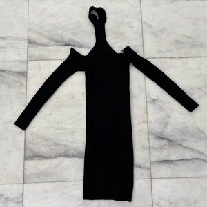Ambiance Dress Mini Knit Black Long Sleeve Off Shoulder Women M Night Out Party